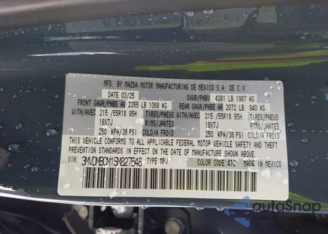 2025 Mazda Cx-30 2.5 S Carbon Edition из США, поврежденный, VIN 3MVDMBCM1SM827648